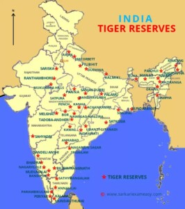 Tiger reserves in India map